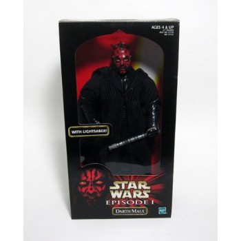 Star Wars Year 1998 Episode 1 Movie Series "The Phantom Menace" 12 Inch Tall Action Figure - DARTH MAUL with Cloak and Red Double Bladed Lightsaber