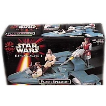 Star Wars Year 1998 Episode 1 "The Phantom Menace" Vehicle - Flash Speeder with Flip-Up Battle Damage, Slide-Out Gunner Platform and Launching Lase...