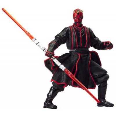 Star Wars Year 2002 Episode 1 "The Phantom Menace" Series 4 Inch Tall Action Figure - DARTH MAUL at Sith Training with Lightsaber Battle Action, Do...