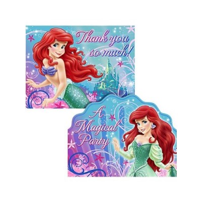 Little Mermaid Sparkle Party Invitations & Thank You Cards - 8 count each