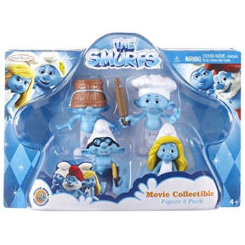 Smurfs Movie Clumsy, Baker, Smurfette & Brainy Collectibles Figure (4 Pack)