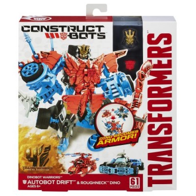 Transformers Age of Extinction Construct-Bots Dinobot Warriors Autobot Drift and Roughneck Dino Buildable Action Figures