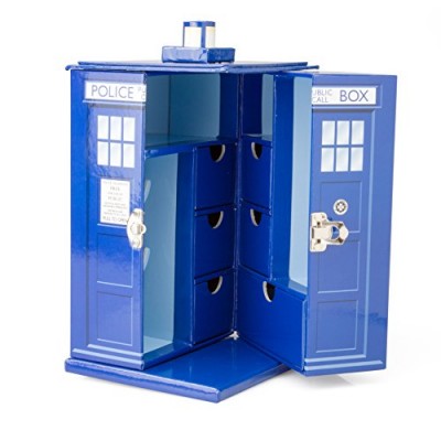Doctor Who Tardis Jewelry Box - Includes 7 Drawers, Mirror, and Ring Hanger