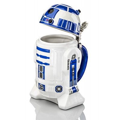 Star Wars R2-D2 Stein - Collectible 32oz Ceramic Mug with Metal Hinge