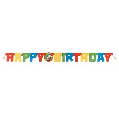 4ft Curious George Happy Birthday Banner
