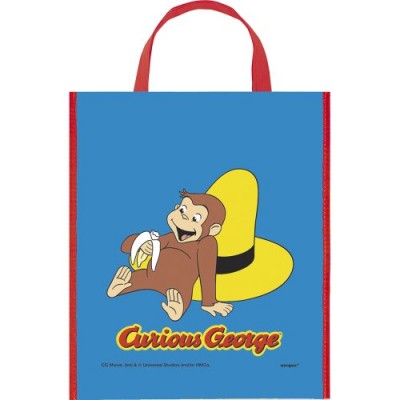Large Plastic Curious George Favor Bag, 13" x 11"