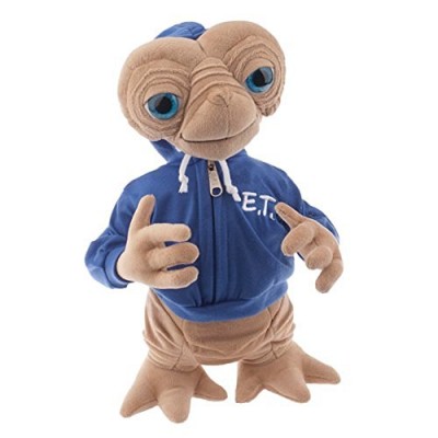 15" Plush E.T. Extra Terrestrial Plush Doll Wearing Blue E.T. Embossed Hoodie