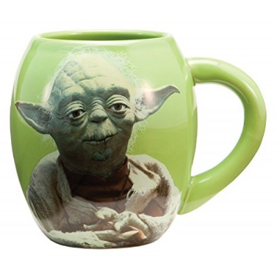 Vandor 99068 Star Wars Yoda 18 oz Oval Ceramic Mug, Green