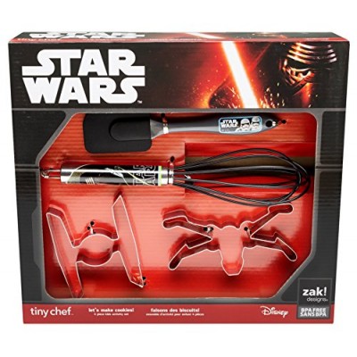 Zak! Designs Tiny Chef Cookie Baking Set Featuring Graphics from Star Wars The Force Awakens, Includes 2 Cookie Cutters, Whisk and Spatula, BPA-fre...